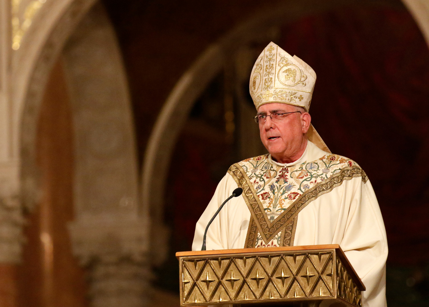 Archbishop Joseph F. Naumann of Kansas City, Kan., chairman of the U.S. bishops’ Committee on Pro-Life Activities, delivers his homily during the opening Mass of the National Prayer Vigil for Life Jan. 17 at the Basilica of the National Shrine of the Immaculate Conception in Washington.